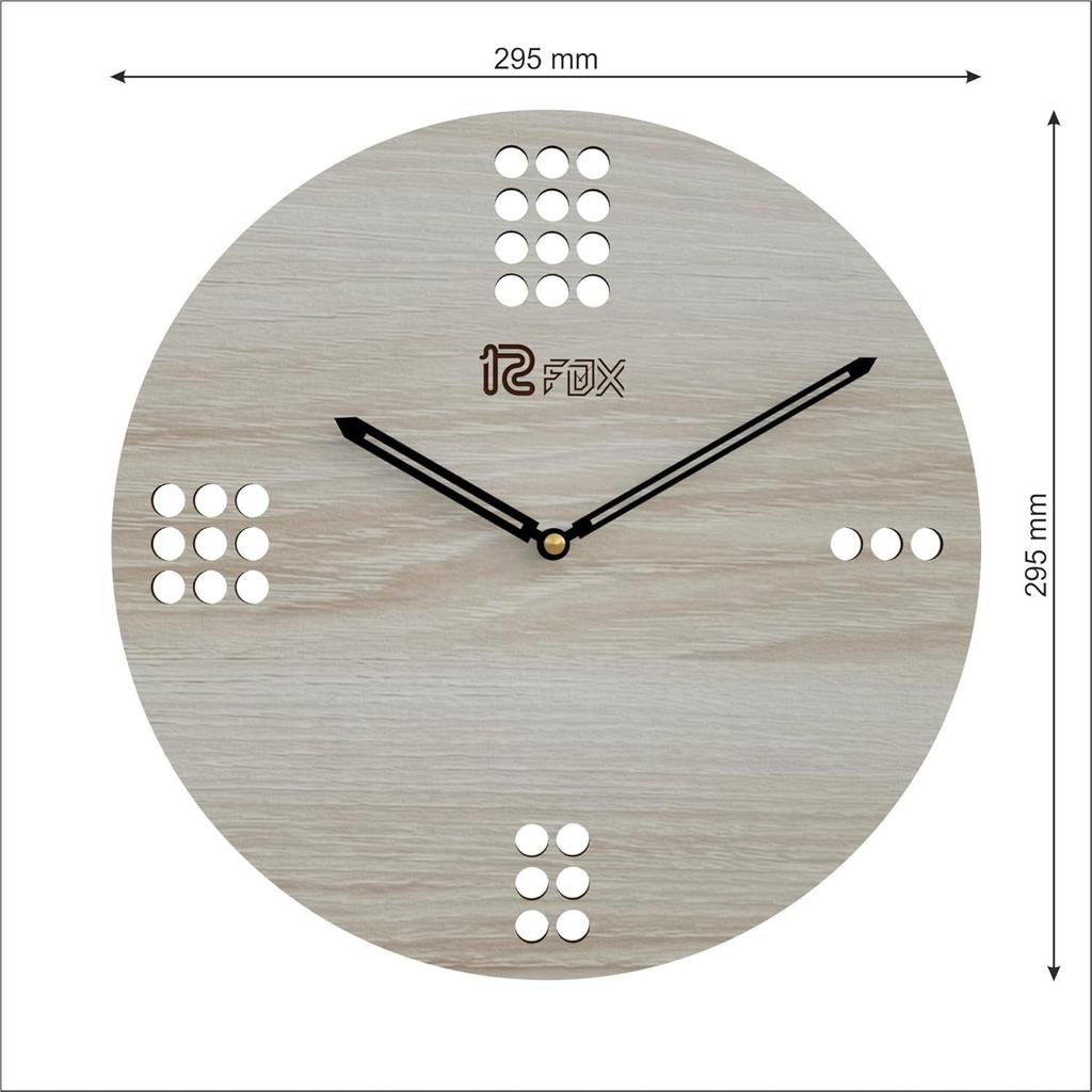 Classic Design 12 Inch Handcrafted Stylish Elegant Analog Wooden Wall Clock for Living Room Hall Bedroom Office Gifting White Beech Wood