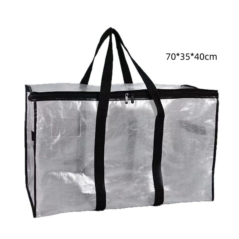 

Quilt Organizer Bag Foldable Transparent Large Capacity Woven Closet Sort Waterproof Double Zipper Portable Storage For Clothes