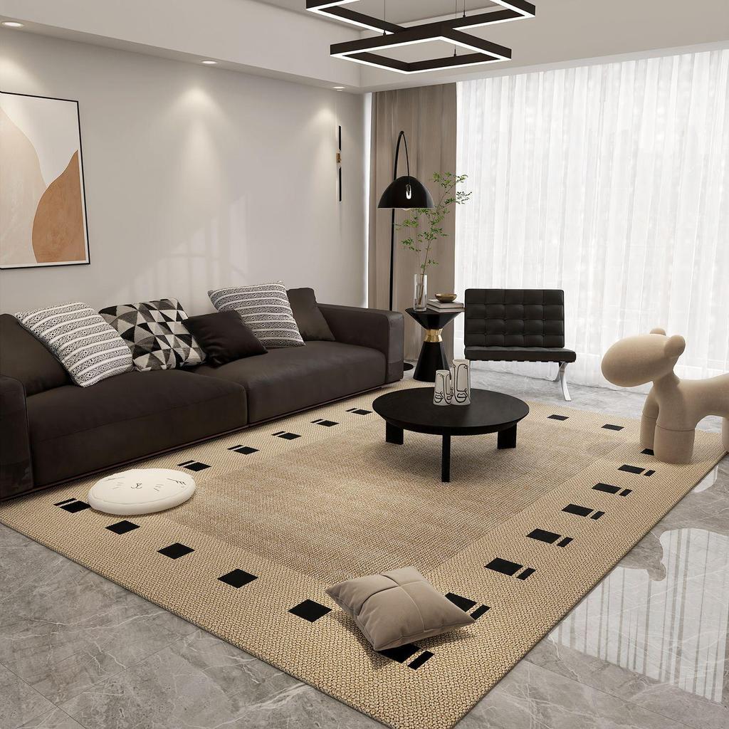 Vintage Light Luxury Non-slip Wear-resistant Living Room Rug, Stain-resistant and Easy to Clean Crystal Velvet Carpet for Full Coverage.