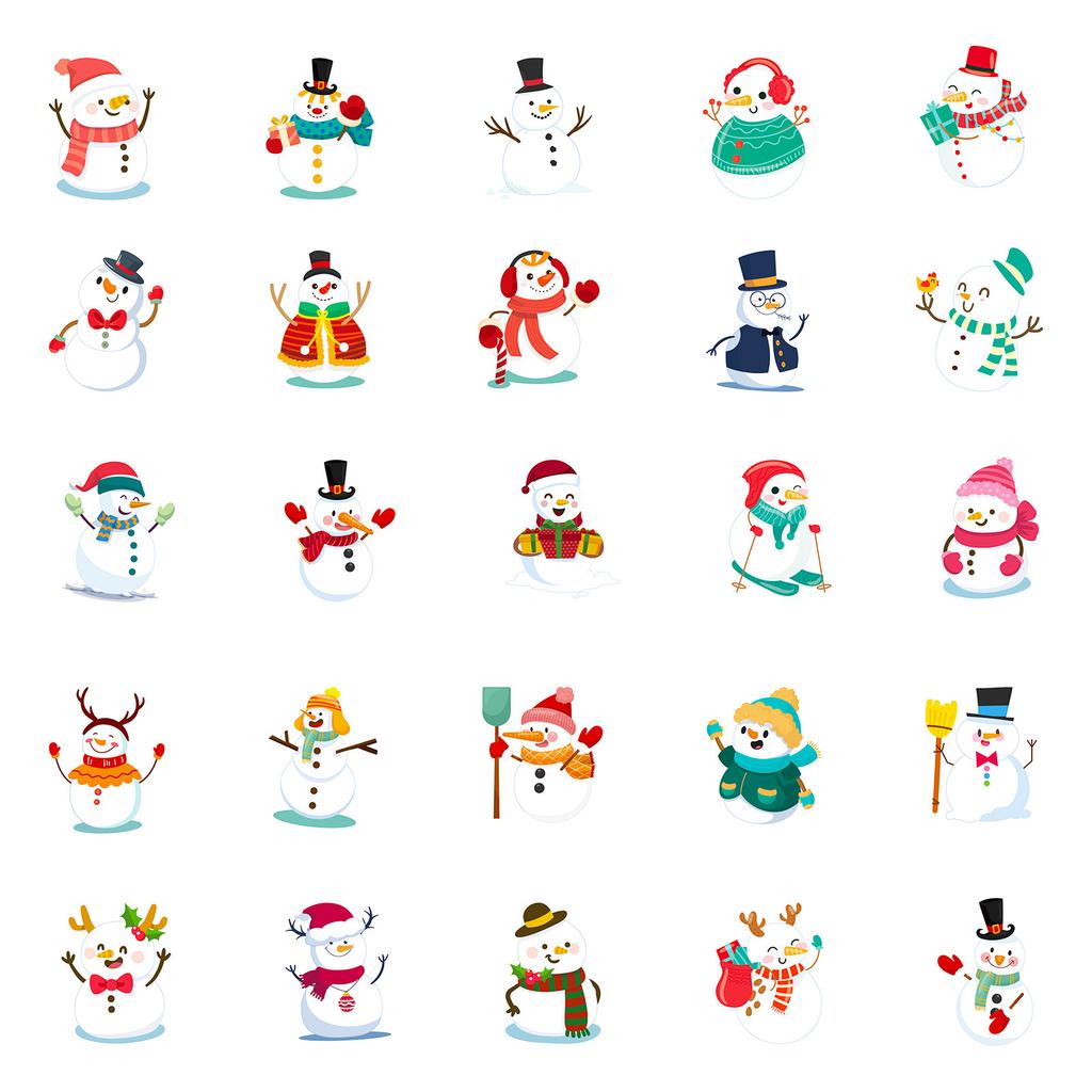 50 Snowman Stickers Cartoon Holiday Decoration Scene Setup Stickers
