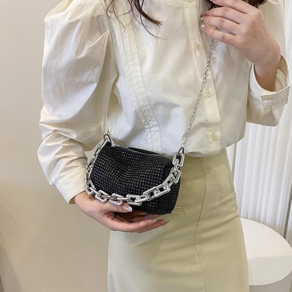 Large Capacity Small Square Bag Chain Women Shoulder Bag Classic Rhinestone Handbag  Girl