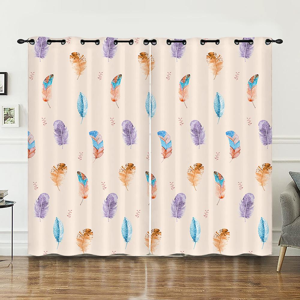 Curtain Dream Catcher Feather 3D Digital Printing Blackout Curtain Punching