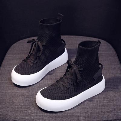 High-Top Socken Schuhe Damen Frühling dünn lässig Sport flachboden einpedal Sommer atmungsaktiv und dünn gestrickte Stiefel