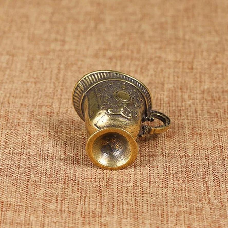1 Pcs Antique Small Copperware Buddha Tea Set Mini Bucket Copper Teacup Brass Keychain Pendant Creative Home Decor Craft Gift