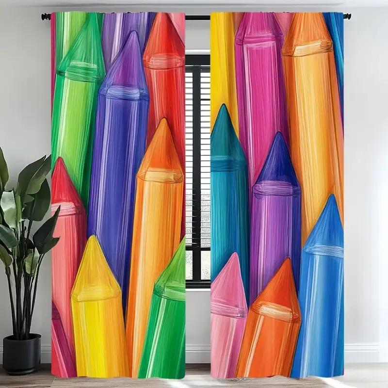 

Bright and colorful pencil curtains bedroom and living room decoration home decoration living room decoration 100*130 Grommet Top 1pcs