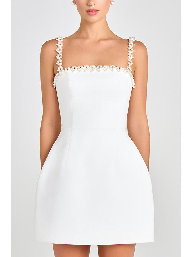 2025 Sommer Sexy Perlen-Träger-Minikleid für Damen - Einfarbig, Europäischer & Amerikanischer Stil