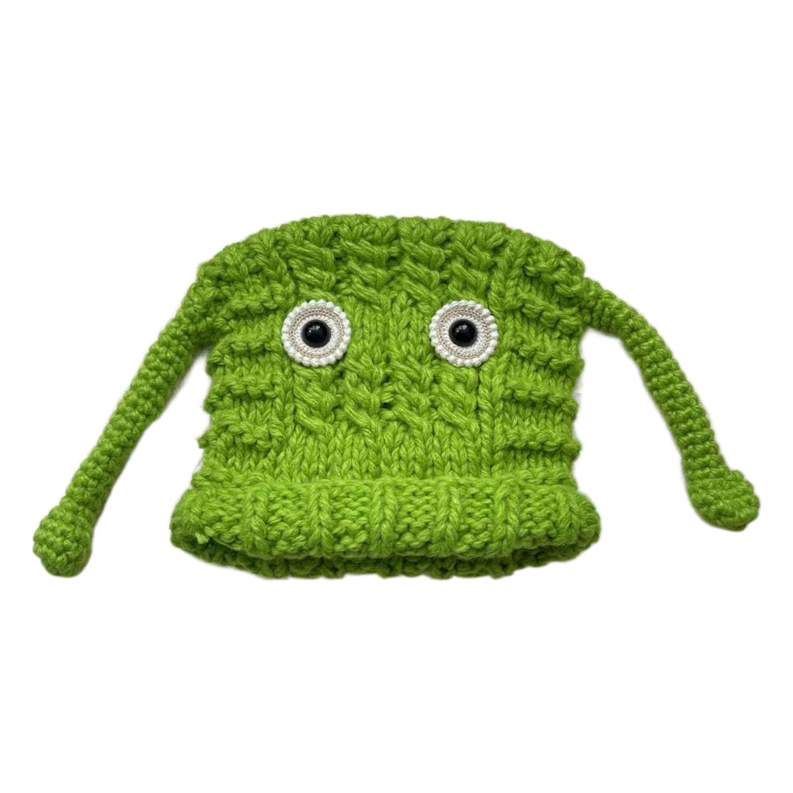 

Вязаная шапка-бини для студентов и взрослых, ветрозащитная зимняя шапка, ручной работы, мультяшная форма дьявола, сохраняющая тепло, шапка для велоспорта и катания на лыжах зелёный