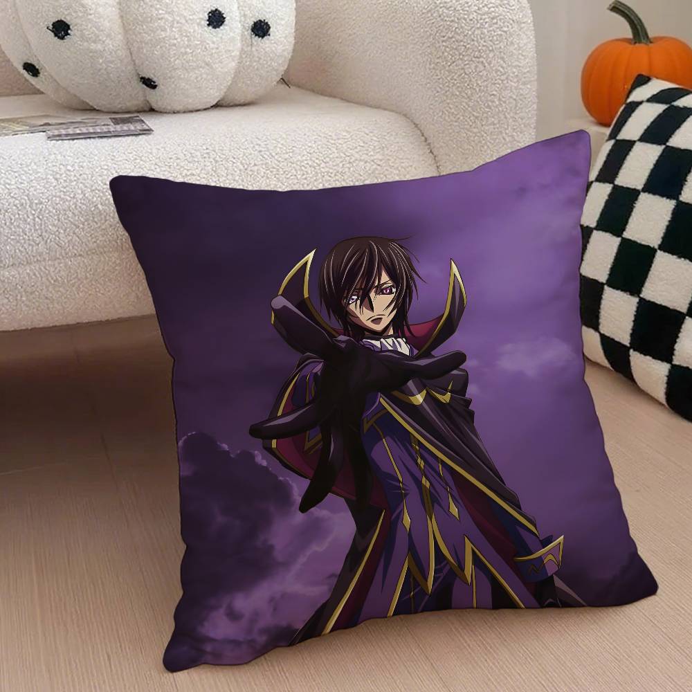 Classic Anime Code Geass Pillow Case Anti-Dustmite Pillowcase Invisible Zipper Silky Short Plush Sofa Cushion Cover