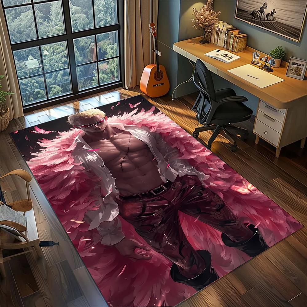 Doflamingo Smile Logo & Sunglasses Rug Carpet Large Area Rug Non Slip Washable Floor Mat Gamer Room Bedroom Home Decor