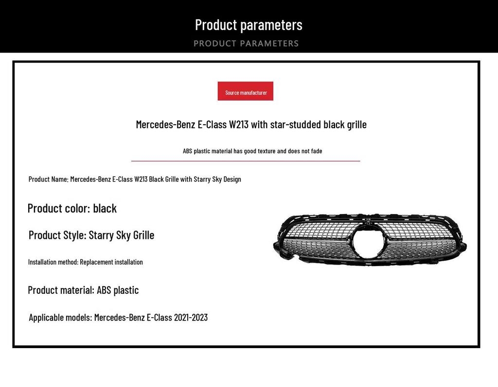 Genuine 2021-2023 Mercedes-Benz E-Class W213 Starry Night Black Grille Replacement.