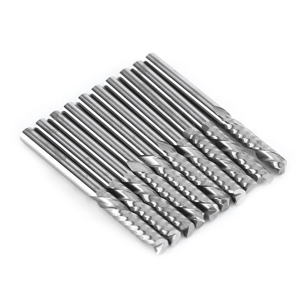 10 Stück Wolframkarbid Schaftfräser Einzahnspirale CNC Fräser 3,175x17mm