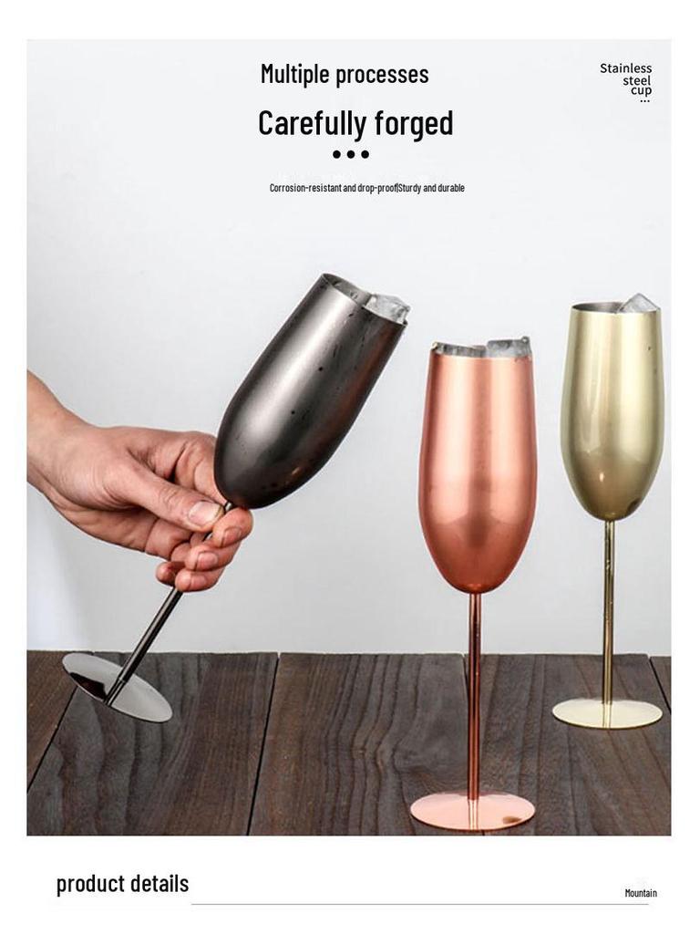 304 Stainless Steel Cocktail & Champagne Goblet, 250ml Metal Wine Glass for Bar & KTV.