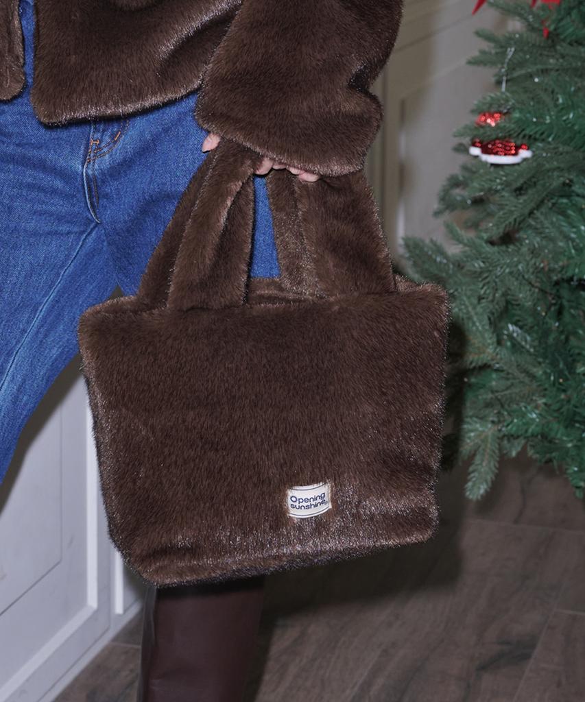Opening Sunshine Soft Fur Tote Bag_Brown