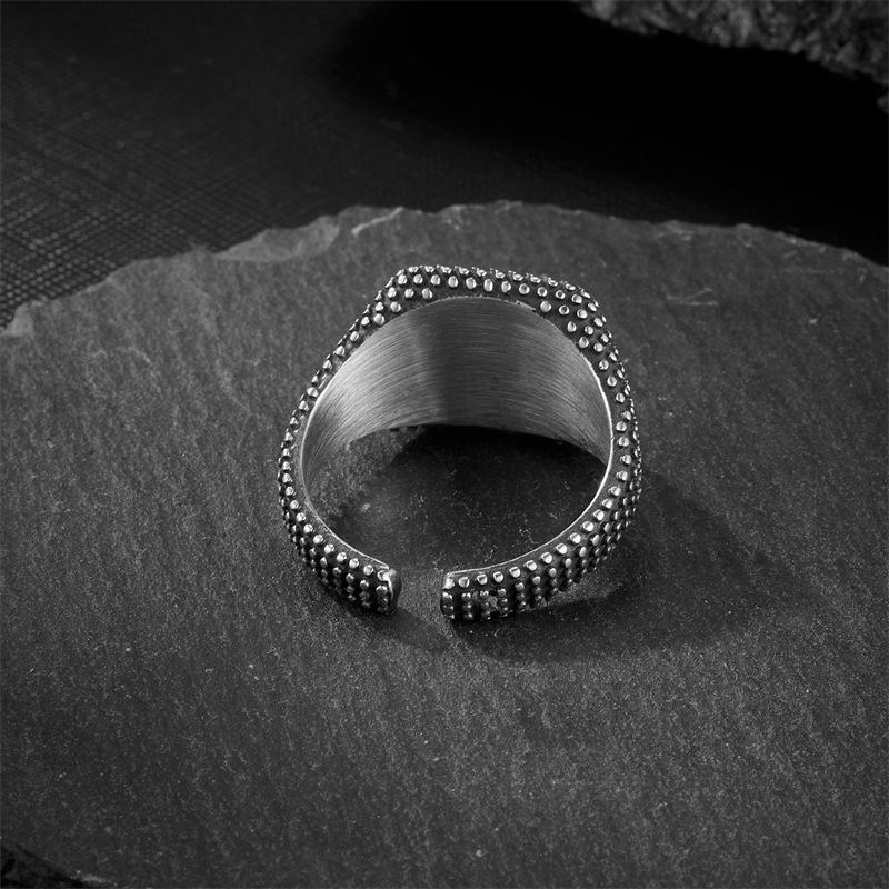 Men's Pitting Stainless Steel Ring, Punk Personality Trendy Men's Hip Hop Glossy Ring Foreign Trade Jewelry