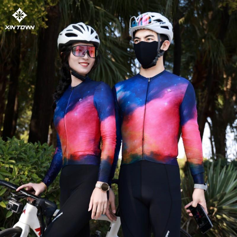 Mens Cycling Jersey Long Sleeve Quick-Dry Breathable Performance Top Road Bike