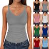 Women's V-neck Ribbed Knit Fitted Sleeveless T-Shirt