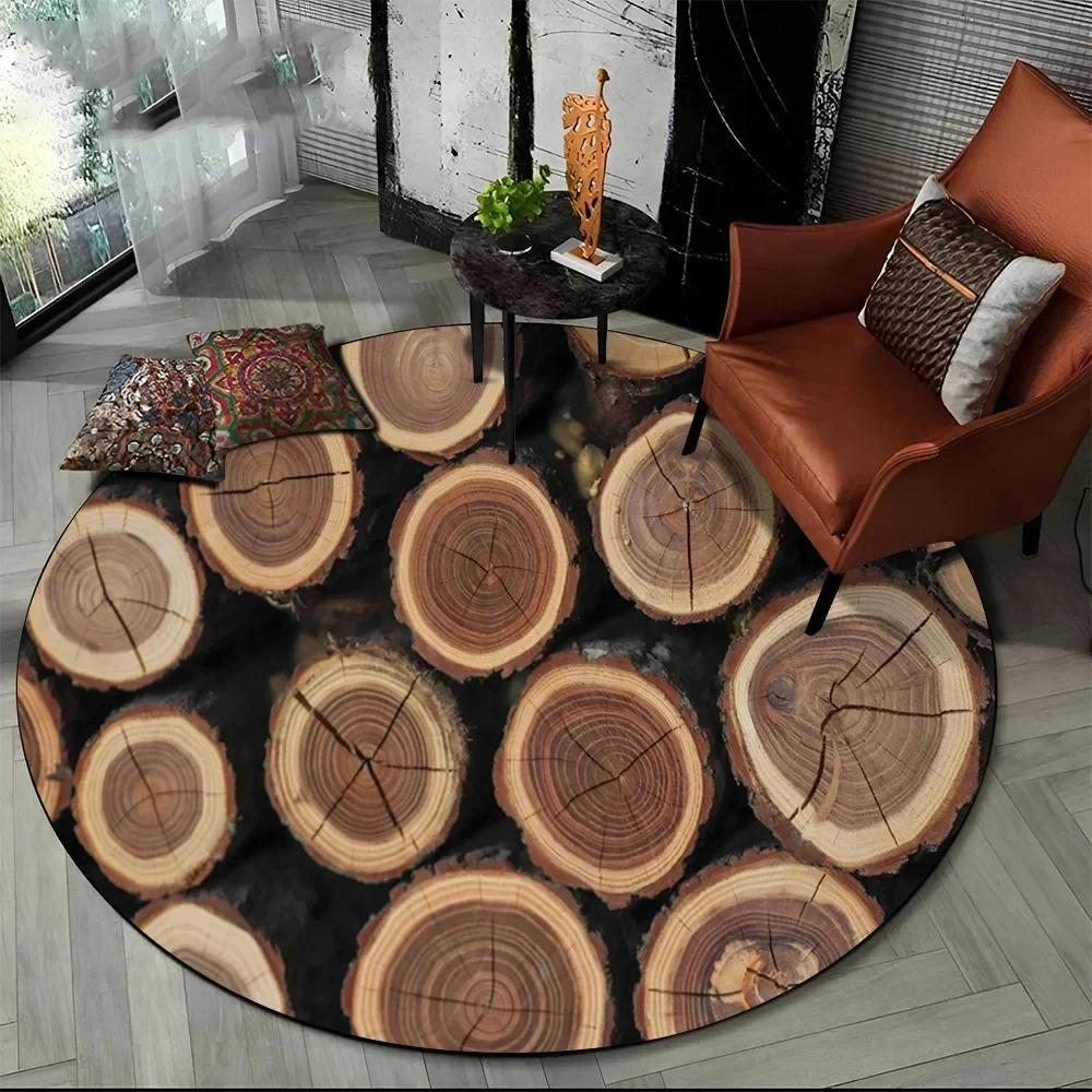 

3D Wood Grain Round Rug – Soft Non-Slip Floor Decor for Living Room, Bedroom & Kids’ Play Areas Diameter 60cm