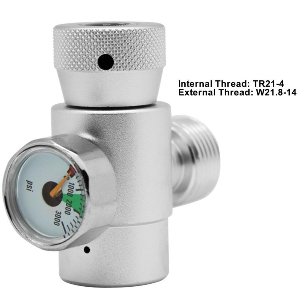 CO2 Filling Tank Cylinder Refill Adapter Connector Kit For SodaStream (Silver with Meter)