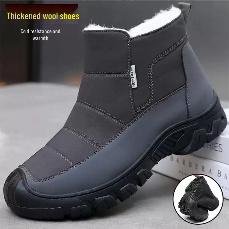 Men's Thickened Wool Cotton Boots: Non-Slip, Warm, Cold-Resistant, Large Size Snow Boots for Elderly