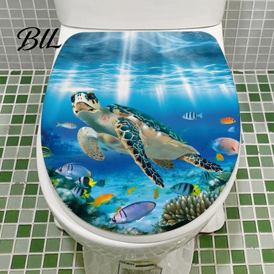 Decorative Stickers for Bathroom Sea World Toilet Lid Stickers, Waterproof Wall Sticker, Easy Long Lasting Peel & Stick Decal Restroom Decor Moisture