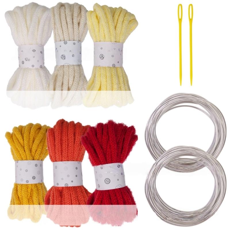 6Rolls Of Multicolored Hollow Braided Cord Rope 5.46Yard Long 7mm Wide Polyester Rope For Art Craft And Home Decoration