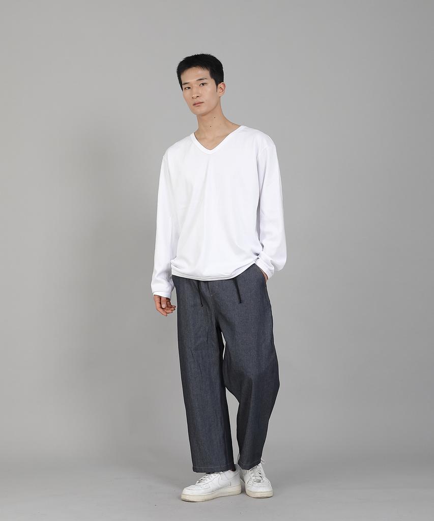 Seinteukeulu Plain V-Neck Sweatshirt Rvs-874 White