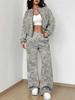Outdoor Camouflage Autumn and Winter New European and American Women's Clothing Retro Printing Suit Women