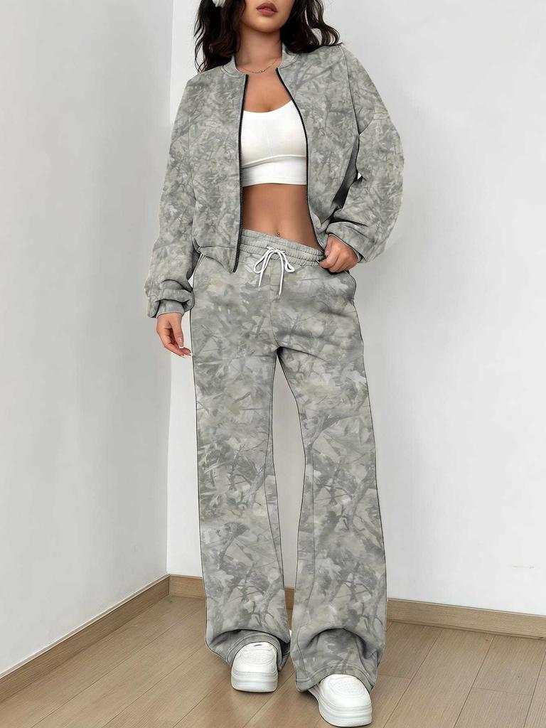 Outdoor Camouflage Autumn and Winter New European and American Women's Clothing Retro Printing Suit Women