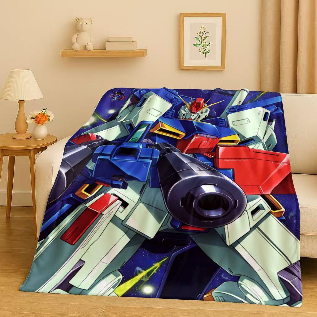 Sanrio Gundam Robot Cartone Animato Regalo di Natale Coperta in Flanella, Coperta Morbida Calda in Peluche per Casa Camera da Letto Letto Divano Copertura Ufficio