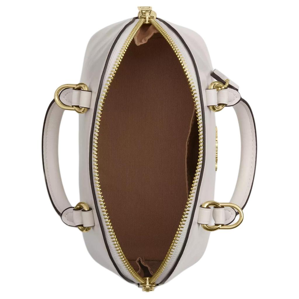 Coach Lara Zipper Closure Detachable Shoulder Strap Classic Gold Label Glossy Nappa Leather Handbag Women Handbag Chalk-White CEA01-IMCHK