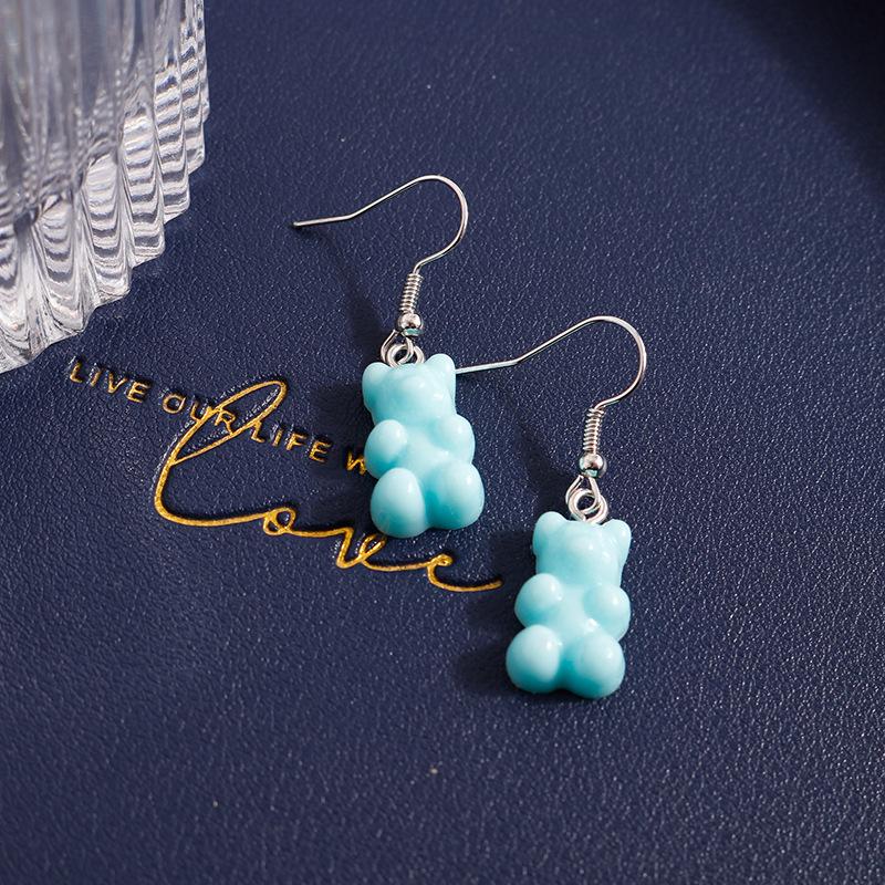 Cute Candy Color Gummy Bear Drop Earrings for Women Girls Handmade Kid's Party Jewelry Gift