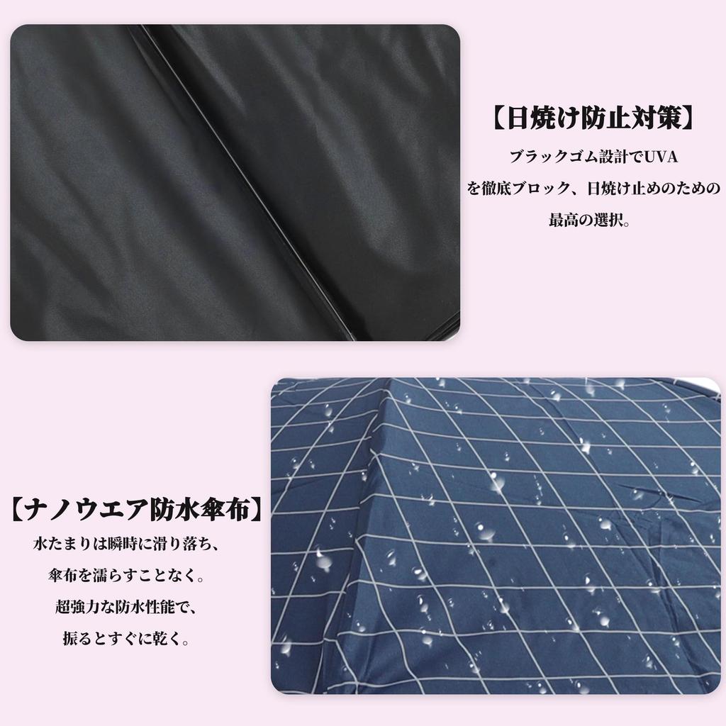 CAPASTEC Folding Large Manual Opening and Rain UV UV Suitable for Both Sunny and Rainy Checkered Navy Blue Umbrella, Size, Closing, Water-Repellent,