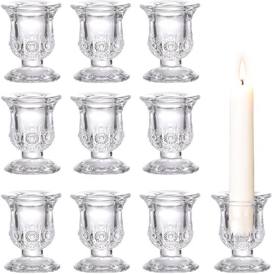 10 шт. Розовые подсвечники, Стеклянные подсвечники для конических свечей для центра стола, Свадьба, День рождения, Подарок