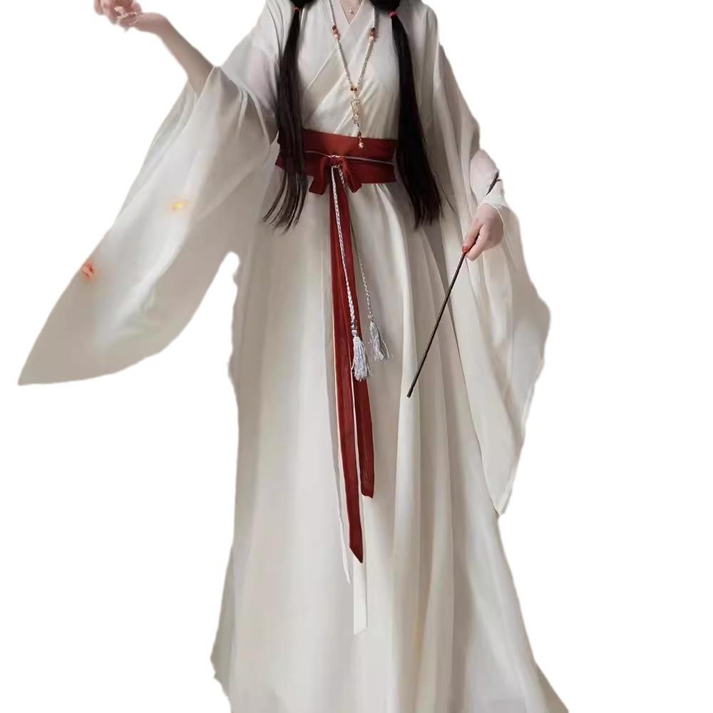 New Style Hanfu Female Wei Jin Style Big Sleeve Hand-in Collar Hanfu Suit Shaped Dress Shattered Dress Festival Play Dress