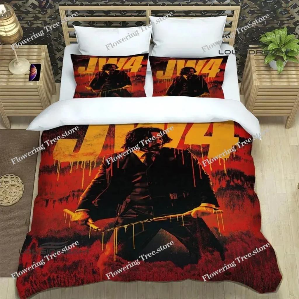 Movie John Wick printed Bedding Sets,John Wick Duvet Cover Bed Set Quilt Cover Pillowcase Comforter king Queen Size Boys Adult