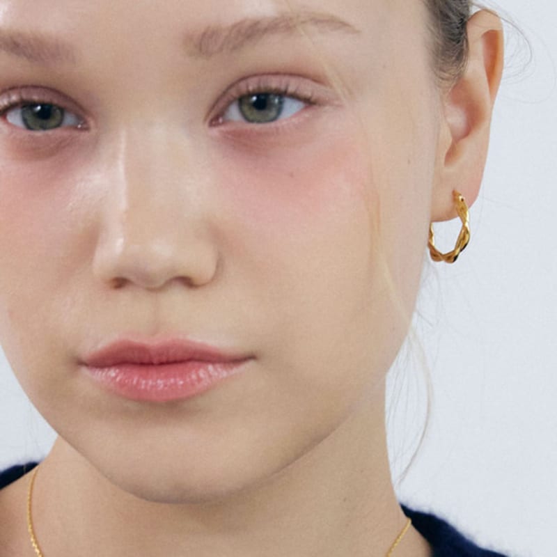 NUOY (Argint 925) Cercei Inel Răsucit Aurii