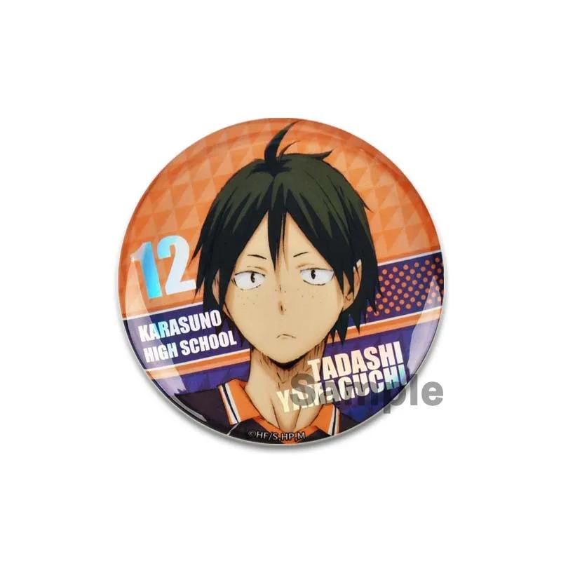 32/44/58mm Hot Sale Anime Japonês Haikyuu Tinplate Pins Mochila Engraçado Broche Emblemas Shoyo Hinata Timeskip Sakusa Atsumu Presente Periférico