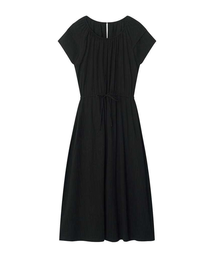 Marot Raglan Dobby Cotton Dress_Black