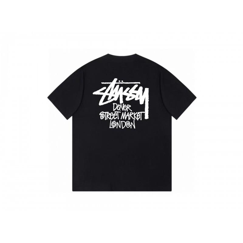Stussy Short Sleeve T-Shirt Teens Loose Fit 270g Cotton Round Neck Casual Wear