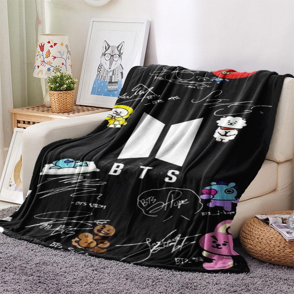 K-POP BTS printing Flannel Blanket Bedroom Sofa Camping Warm blanket Gifts for family and friends-MJ009