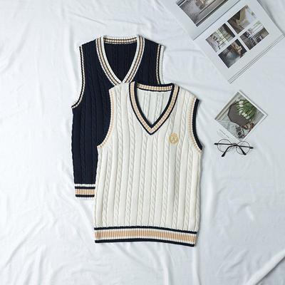 In-Stock British-Style Embroidered V-Neck JK School Sweater Vest for Girls