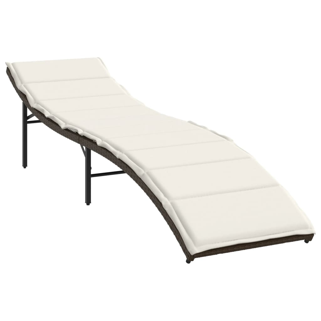 2 Piece Sun Lounger Set with Cushions Brown Poly Rattan