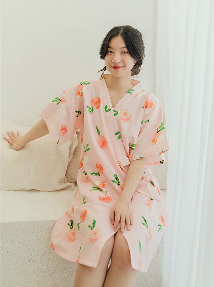 Euyqs Cotton Double Open Long for Hospital and Postpartum Use Women's Pajamas, Gauze, Front, Length, Use, Care, (Pink, Medium)