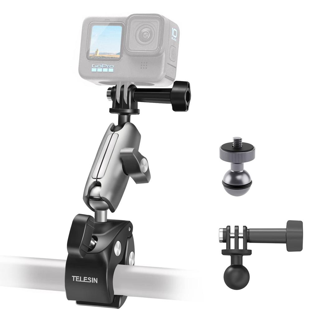 AFAITH Handlebar Mount with and Adjustable Mounting Compatible with GoPro Hero GoPro and DJI Osmo Most Action Cameras Motorcycle/Bicycle 360-Degree