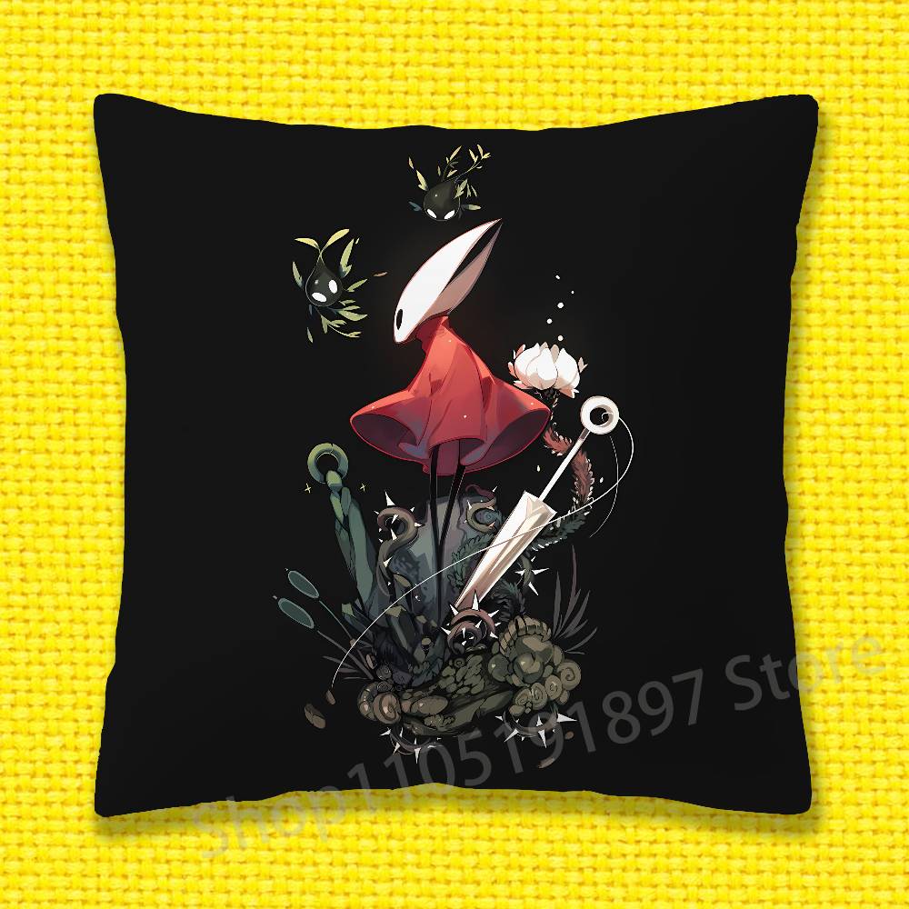 H-Hollow K-Knight Silksong Kissenbezug Für 30x30cm 40x40cm 45x45cm 50x50cm 55x55cm Quadratischer Sofakissenbezug Hülle