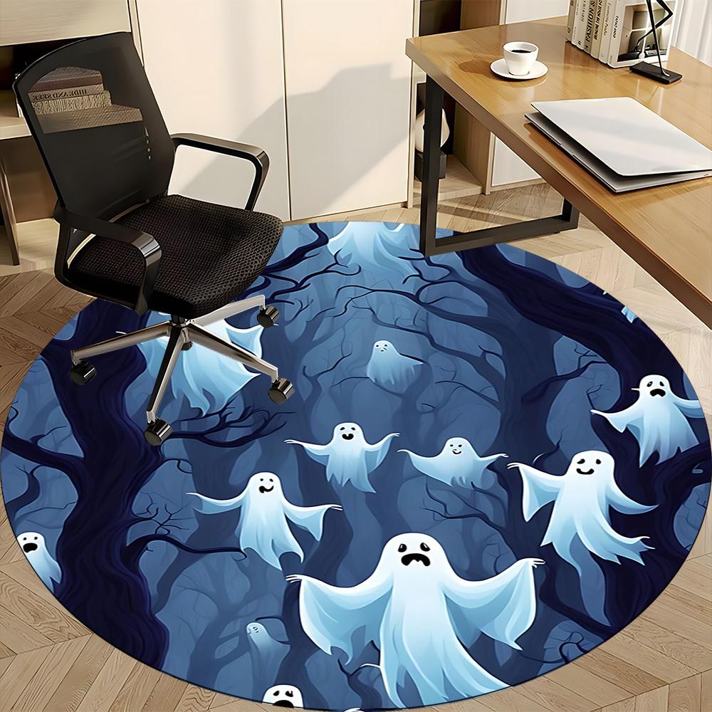 1PC Ghost Forest Office Round Area Rug, Mat Suitable For Office, Under Office Chairs Bedroom Living Room Home Decor, Room Deco