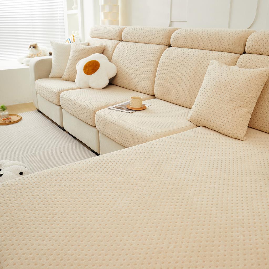 Polarfleece Einfacher Kissenbezug Elastischer Sofabezug Schlichtes Jacquard Ankleiden Wohnzimmer Schutzsofa