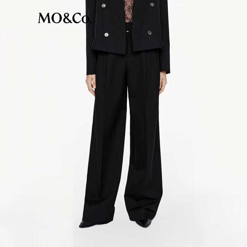 MO&Co. Women's High-Waist Wide-Leg Wool Trousers