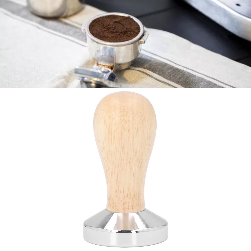 Coffee Tamper Detachable Food Grade Stainless Steel Flat Bottom Coffee Powder Press Hammer with Wooden Handle