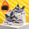 Winter velvet thickened children's leather sneakers medium and large children's handsome cotton shoes soft sole boys and girls warm sneakers